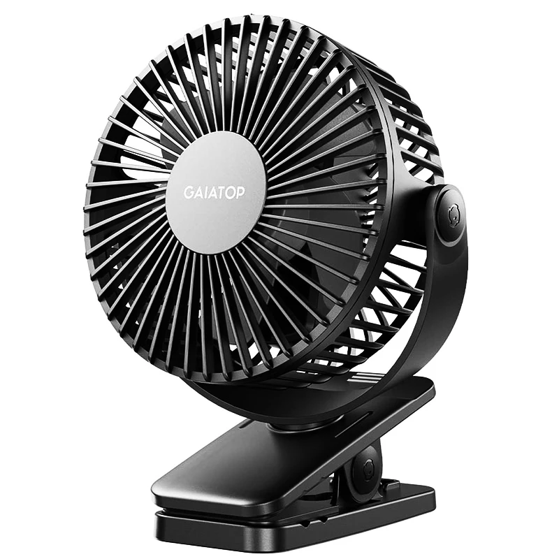 GAIATOP Portable Clip Fan 3 Speed Quiet Rechargeable Mini Desk Fan 360° Rotate Personal Cooling Fan Suitable for Strollers